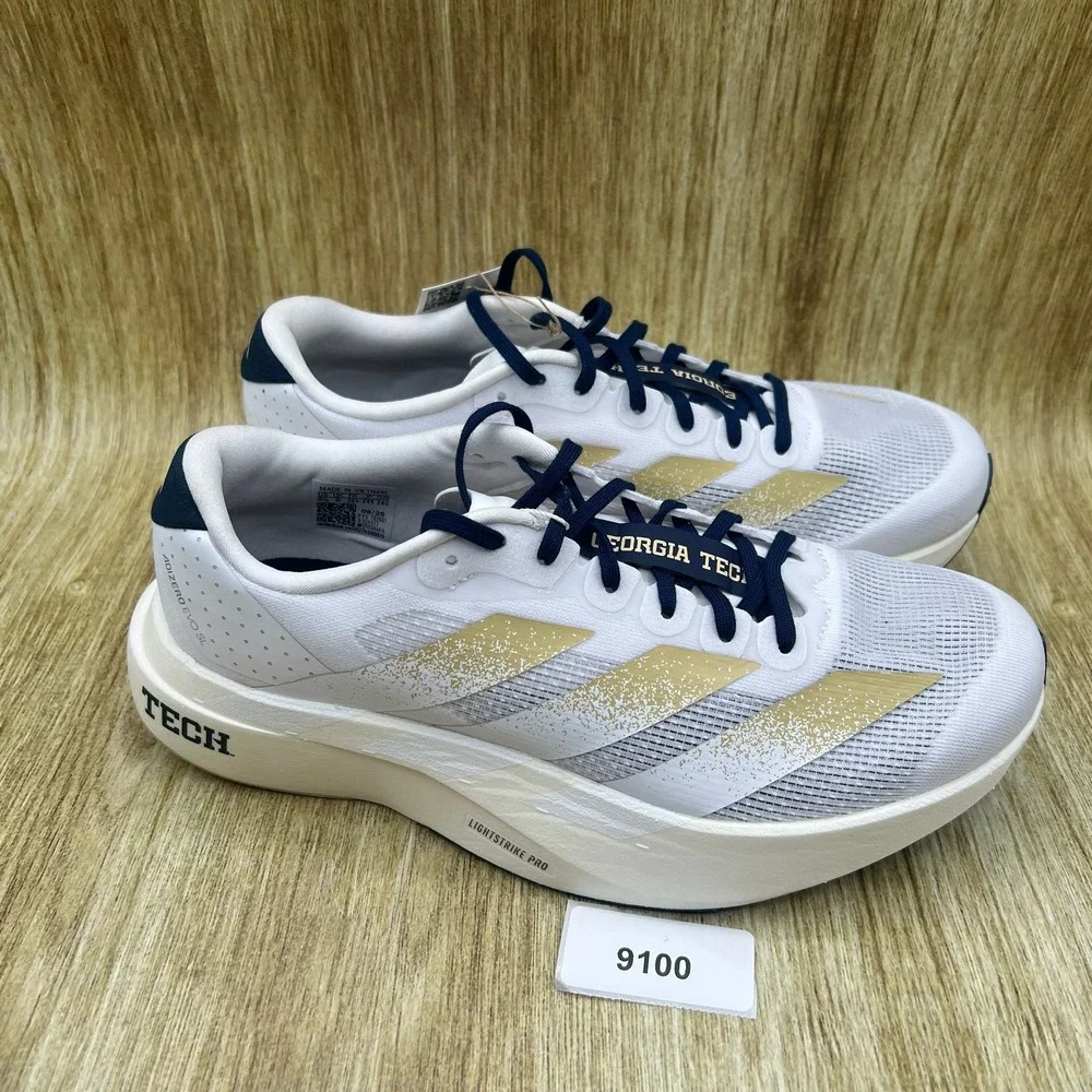 Adidas Adizero Evo SL Georgia Tech Mens 6.5 Womens 7.5 White Gold Running JQ4577